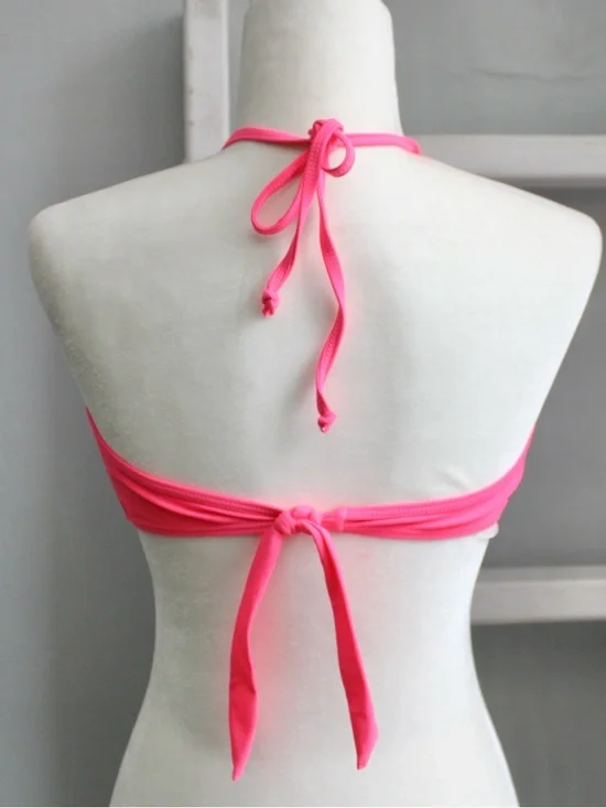 South Beach ASOS Neon Pink High-Neck Bikini Swim Top Size 40EU / 12UK / 8 US - Picture 3 of 5